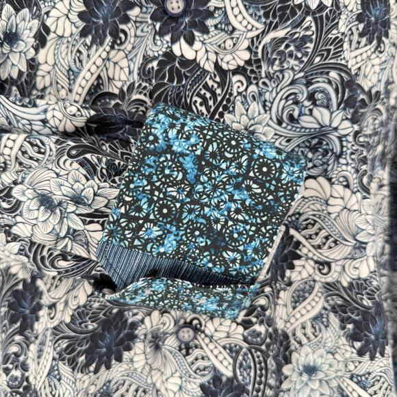 Robert Graham Woven Button Front Long Sleeve Shirt Edgar Navy Tattoo Floral M - Picture 5 of 9